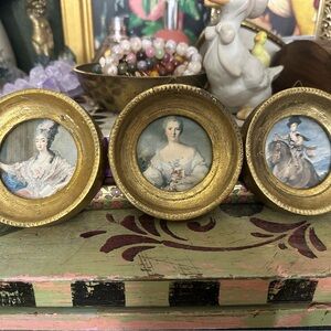 Elegant Gold Framed Miniature Portrait Set